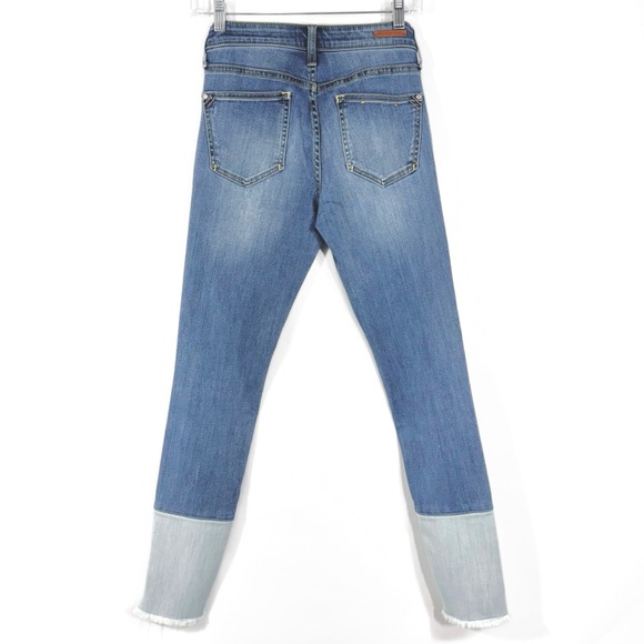 Anthropologie Pilcro Patchwork Step Hem Fringe Hem Distressed Skinny Jeans - Picture 5 of 15